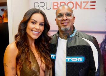 Rodriguinho marca presença em inauguração de espaço de beleza da esposa Bruna Amaral na Zona Norte de SP